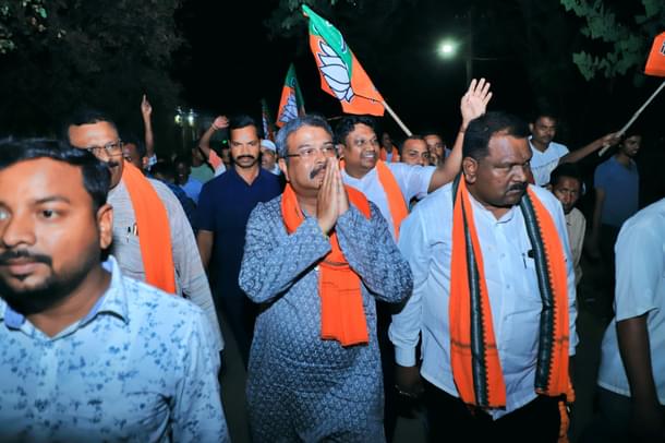 Dharmendra Pradhan during his campaign.